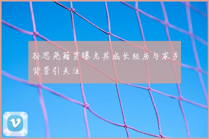 孙思尧籍贯曝光其成长经历与家乡背景引关注